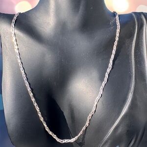 Signed Sterling Silver 925 ITALIAN Braided 3 Strand Necklace 18” 3.44g